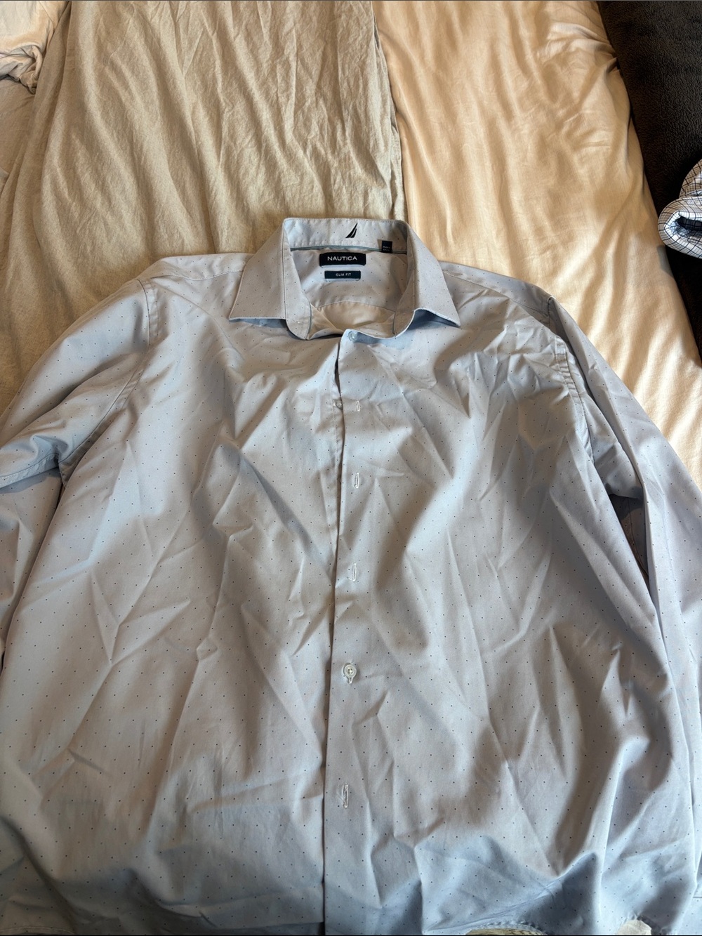 Nautica Light Blue Dress Shirt with Micro Dot Pattern